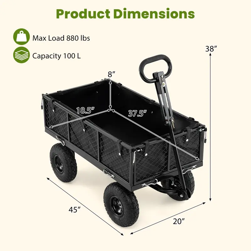 GoPlus-Gartenwagen, 400 kg Tragkraft