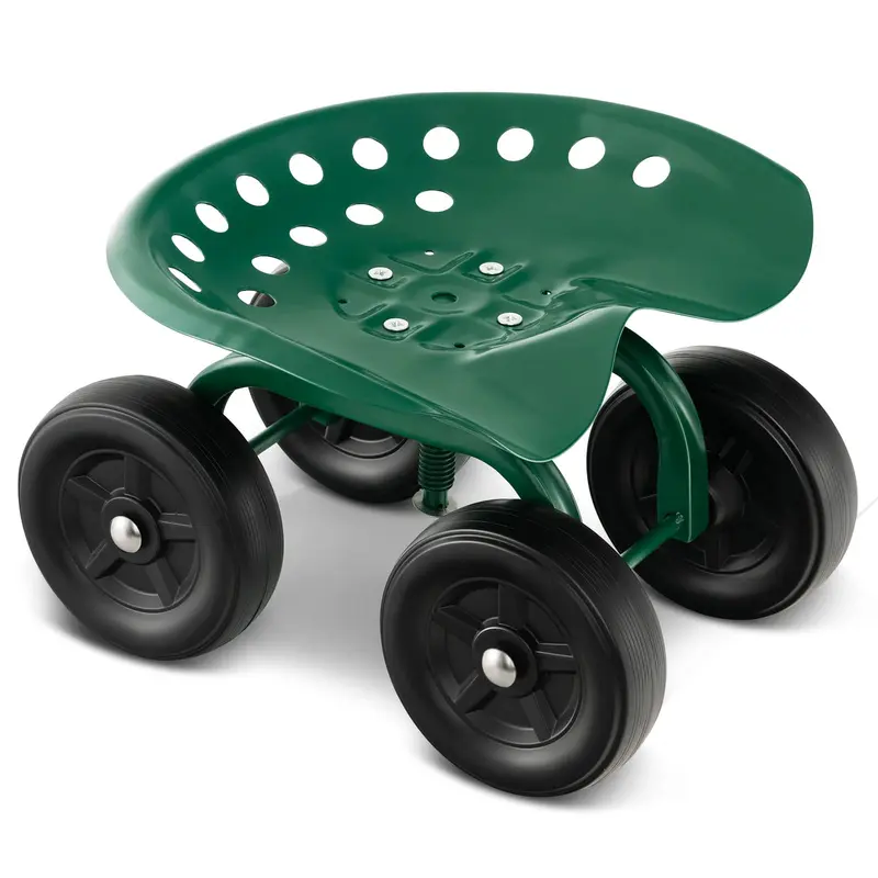 Goplus Gartenwagen mit Rädern, Multifunktions-Hockerwagen mit verstellbarem 360-Grad-Dreh-Sitz