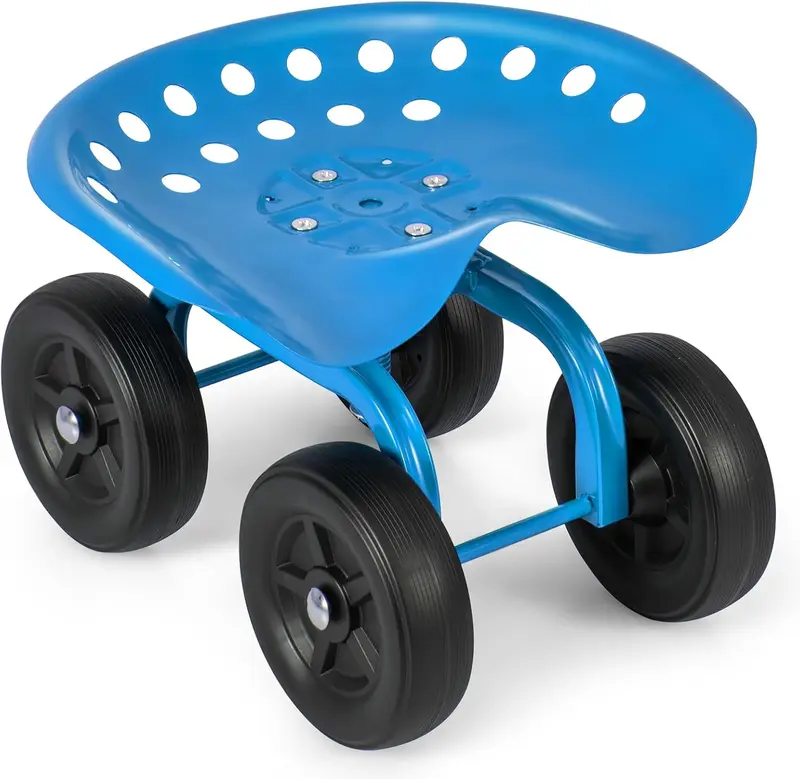 Goplus Gartenwagen mit Rädern, Multifunktions-Hockerwagen mit verstellbarem 360-Grad-Dreh-Sitz