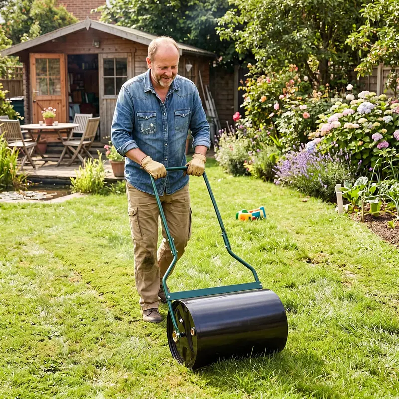 GoPlus Gartenwalze mit 12 Gallonen Fassungsvermögen – wasser- oder sandgefüllt, mit U-förmigem Griff 2