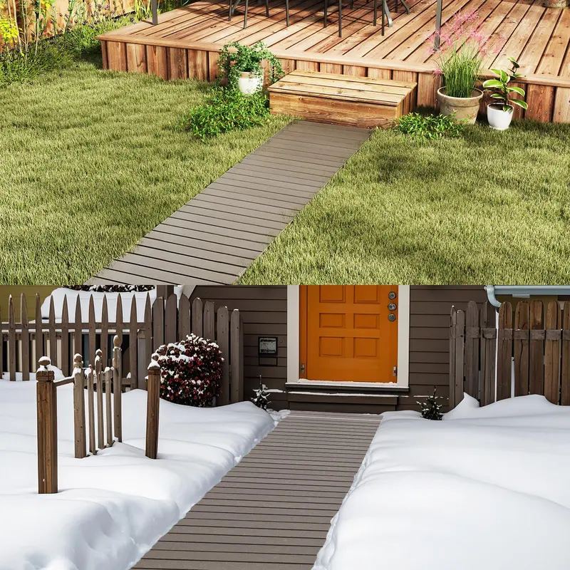 GoPlus Gartenweg 8 Fuß, gerader Außenweg zum Ausrollen für Terrasse und Garten, 241 cm × 54,6 cm × 1,3 cm