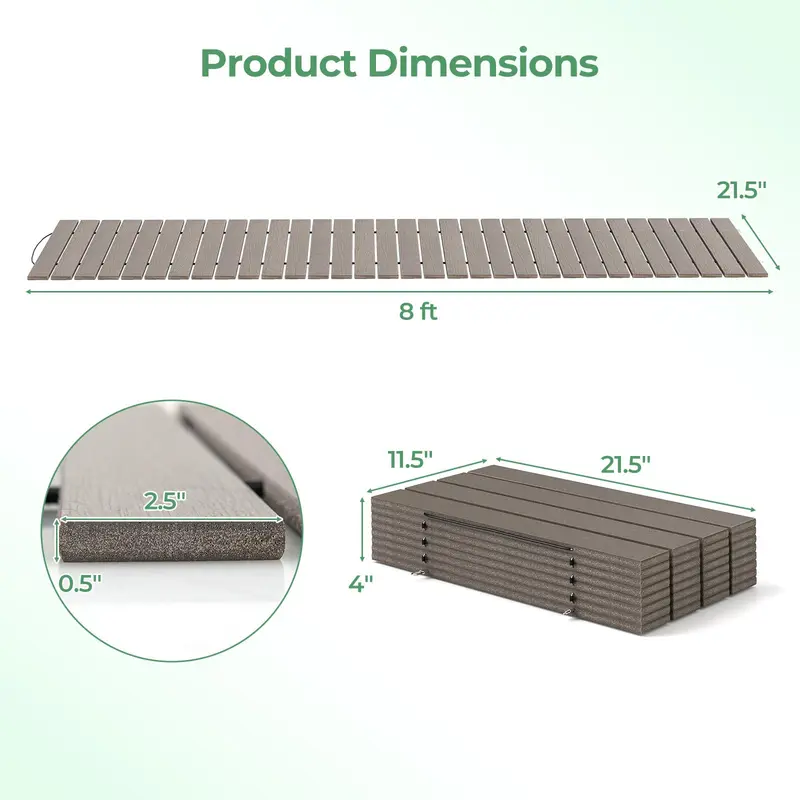 GoPlus Gartenweg 8 Fuß, gerader Außenweg zum Ausrollen für Terrasse und Garten, 241 cm × 54,6 cm × 1,3 cm