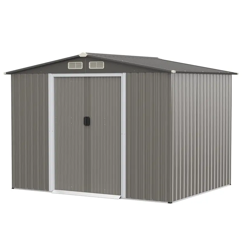 Goplus Geräteschuppen für den Außenbereich, 2,6 x 2,1 x 1,8 m, wetterfester Multifunktions-Tool-Organizer mit Fundament