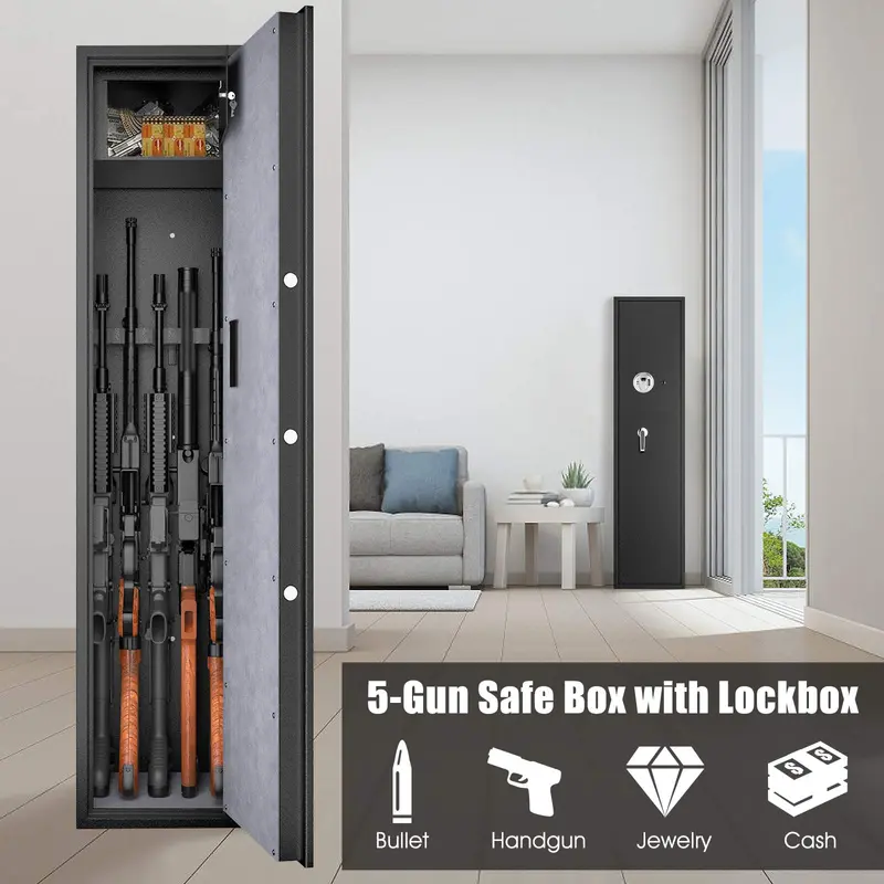 GoPlus-Gewehrsafe, großer Langwaffensafe mit separatem Pistolenfach 2