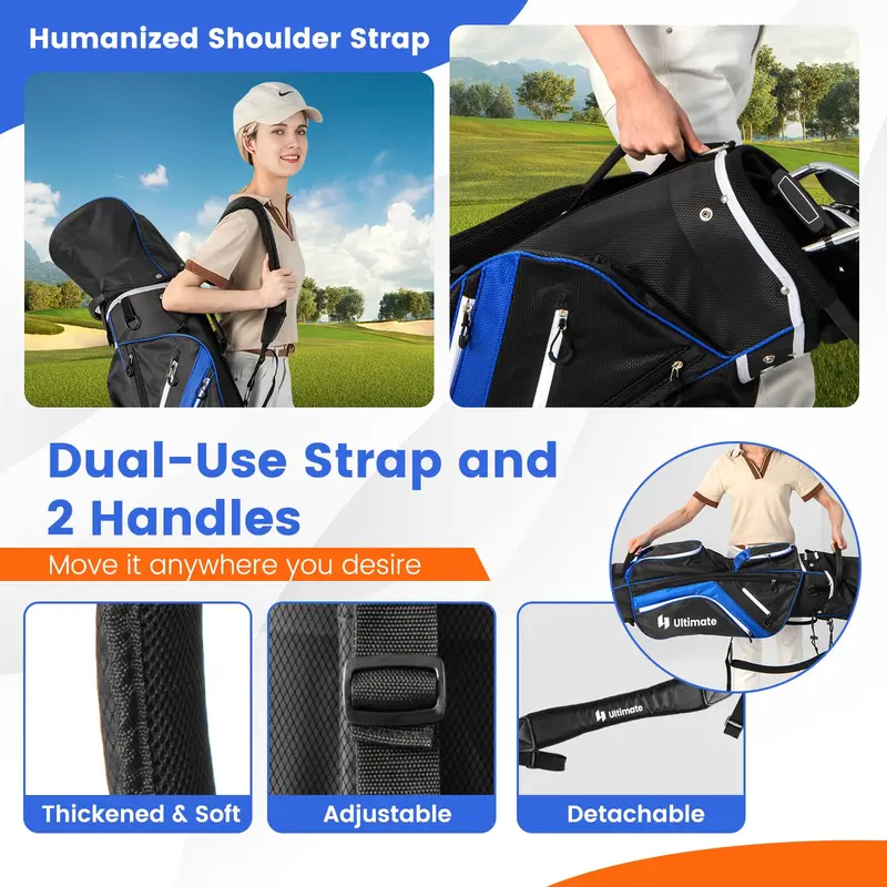 GoPlus Golf-Cart-Tasche mit 14-Fach-Top-Unterteilung, Golf-Cart-Tasche für Golfschläger, leichtes Golftasche für Damen und Herren