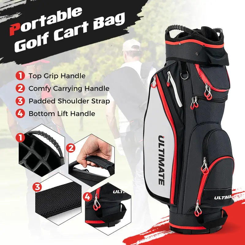 GoPlus Golf-Cart-Tasche mit 14-Fach-Unterteilung und leichtem, portablen Golfschlägerbeutel