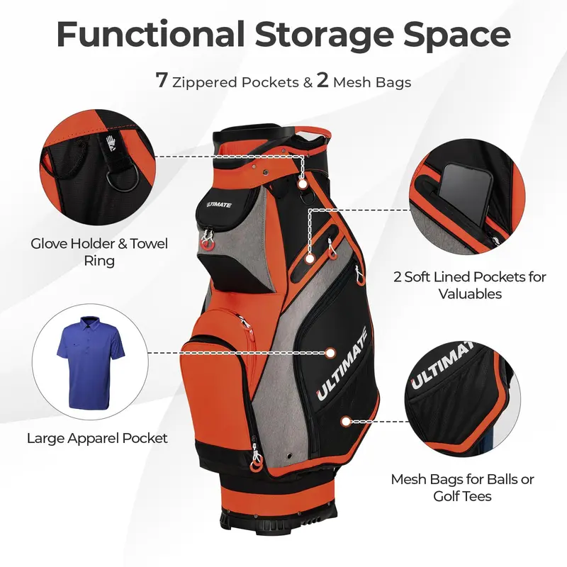 GoPlus Golf-Cart-Tasche mit 14-fachem Top-Organizer, leichtgewichtige und portable Golftasche