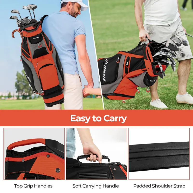 GoPlus Golf-Cart-Tasche mit 14-fachem Top-Organizer, leichtgewichtige und portable Golftasche