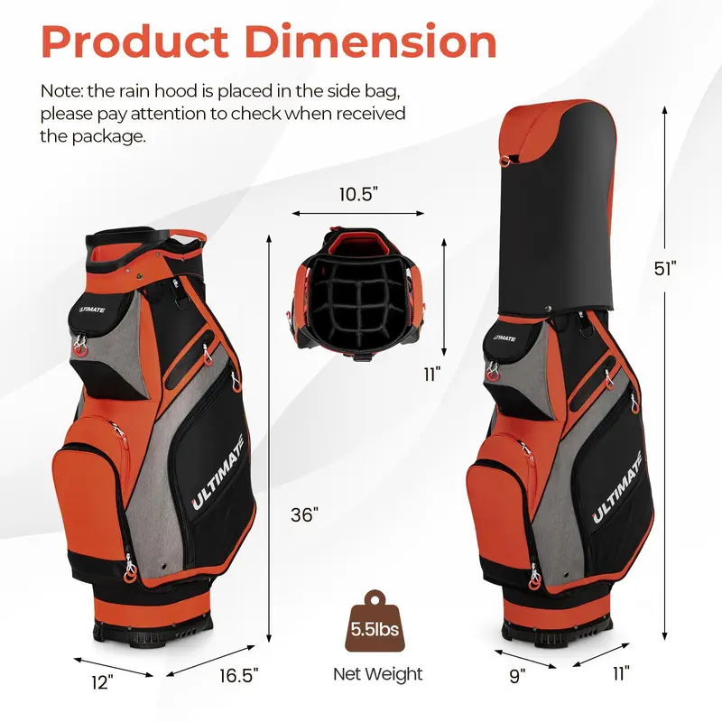 GoPlus Golf-Cart-Tasche mit 14-fachem Top-Organizer, leichtgewichtige und portable Golftasche