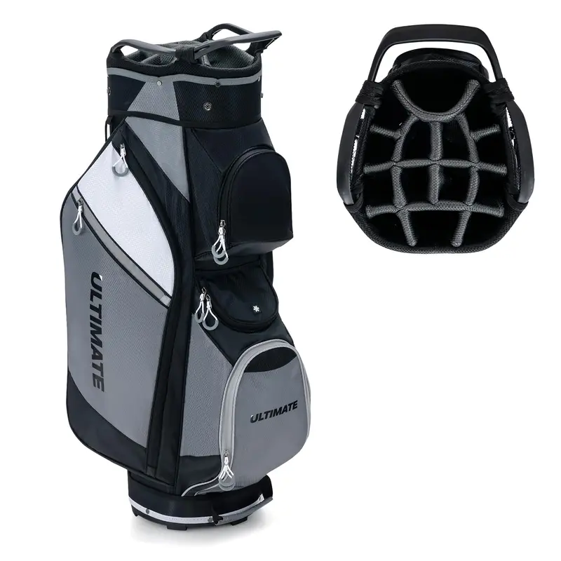 GoPlus Golf-Cart-Tasche mit 14-fachem Top-Teiler, Golf-Tasche mit 7 Reißverschluss-Fächern inkl. Kühlbeutel