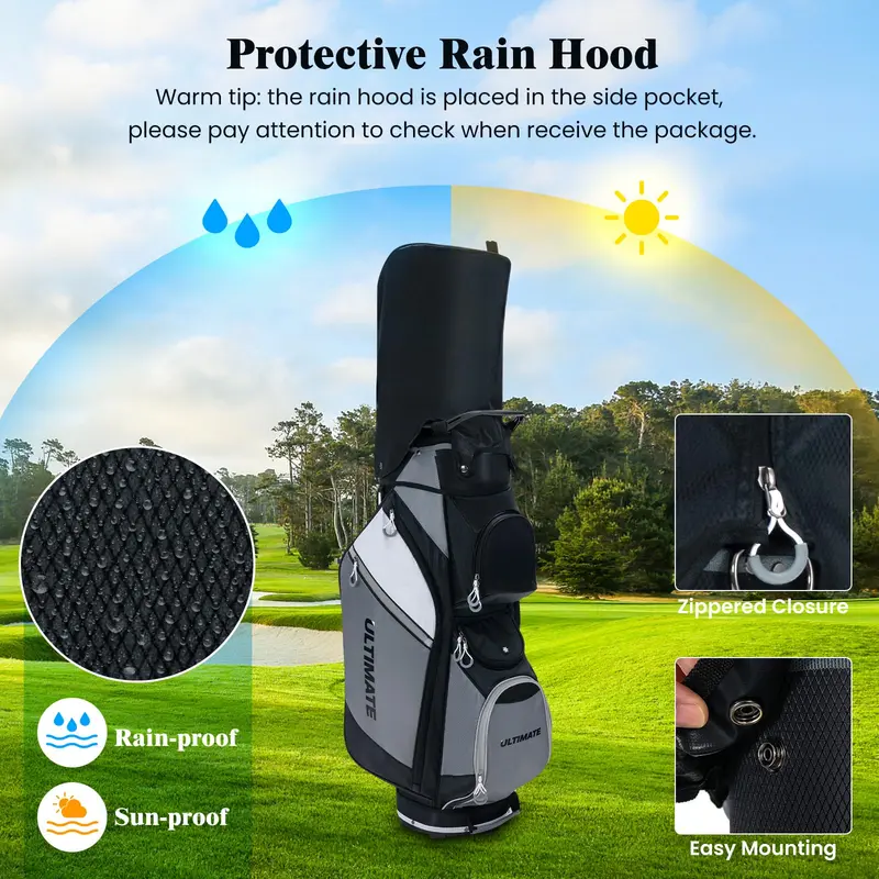 GoPlus Golf-Cart-Tasche mit 14-fachem Top-Teiler, Golf-Tasche mit 7 Reißverschluss-Fächern inkl. Kühlbeutel