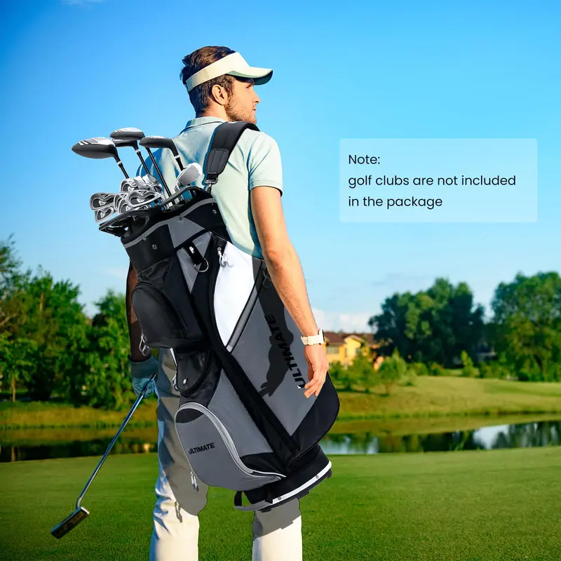 GoPlus Golf-Cart-Tasche mit 14-fachem Top-Teiler, Golf-Tasche mit 7 Reißverschluss-Fächern inkl. Kühlbeutel