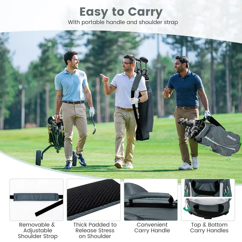 GoPlus Golf-Cart-Tasche mit 14 Fachteilern an der Oberseite