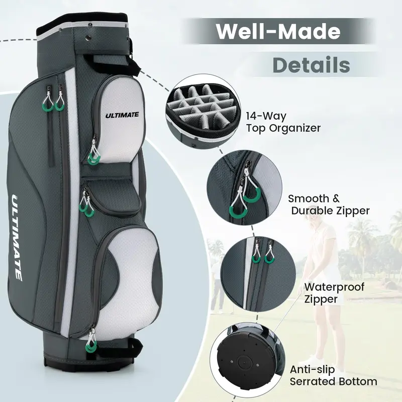GoPlus Golf-Cart-Tasche mit 14 Fachteilern an der Oberseite