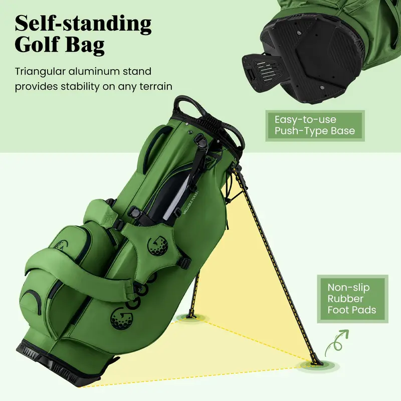 GoPlus Golf-Standtasche mit 8-fachem Top-Teiler, Regenschutzhaube und 5 Taschen