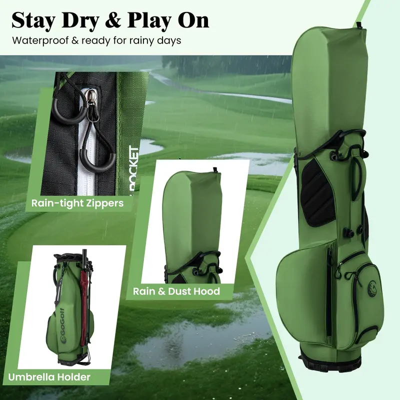 GoPlus Golf-Standtasche mit 8-fachem Top-Teiler, Regenschutzhaube und 5 Taschen