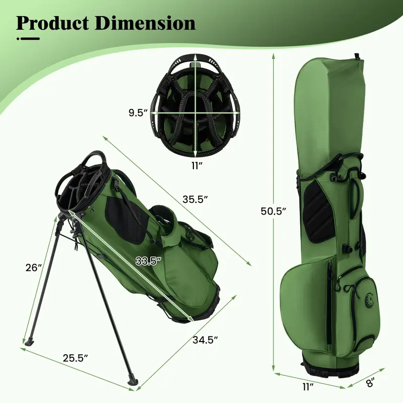 GoPlus Golf-Standtasche mit 8-fachem Top-Teiler, Regenschutzhaube und 5 Taschen