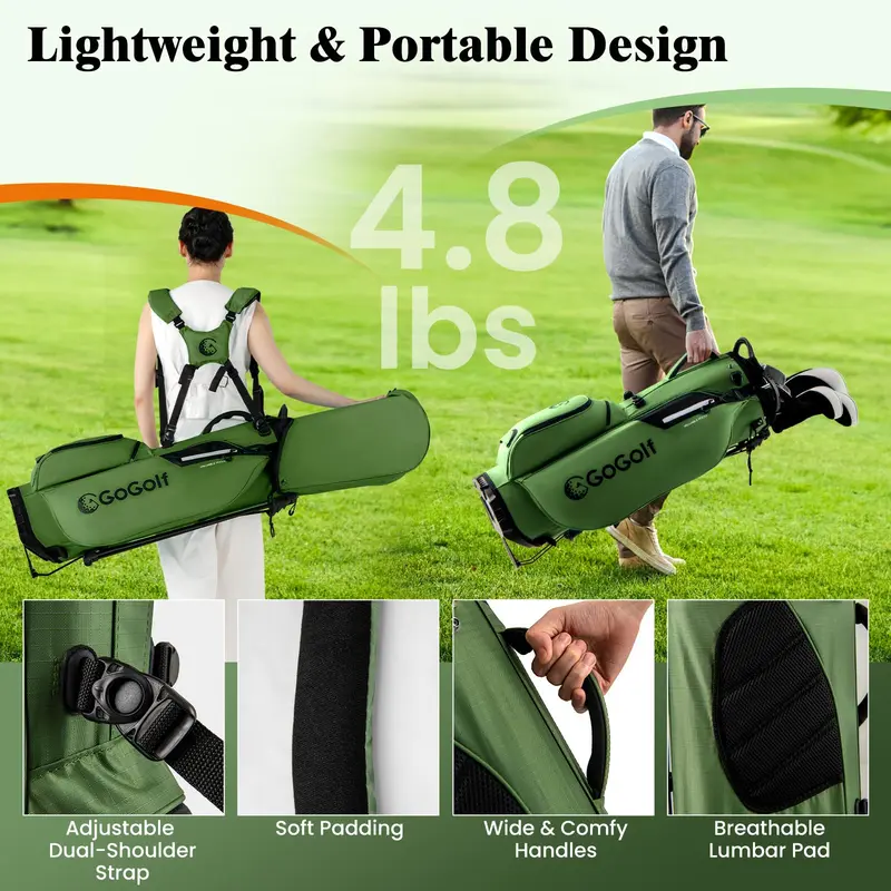 GoPlus Golf-Standtasche mit 8-fachem Top-Teiler, Regenschutzhaube und 5 Taschen
