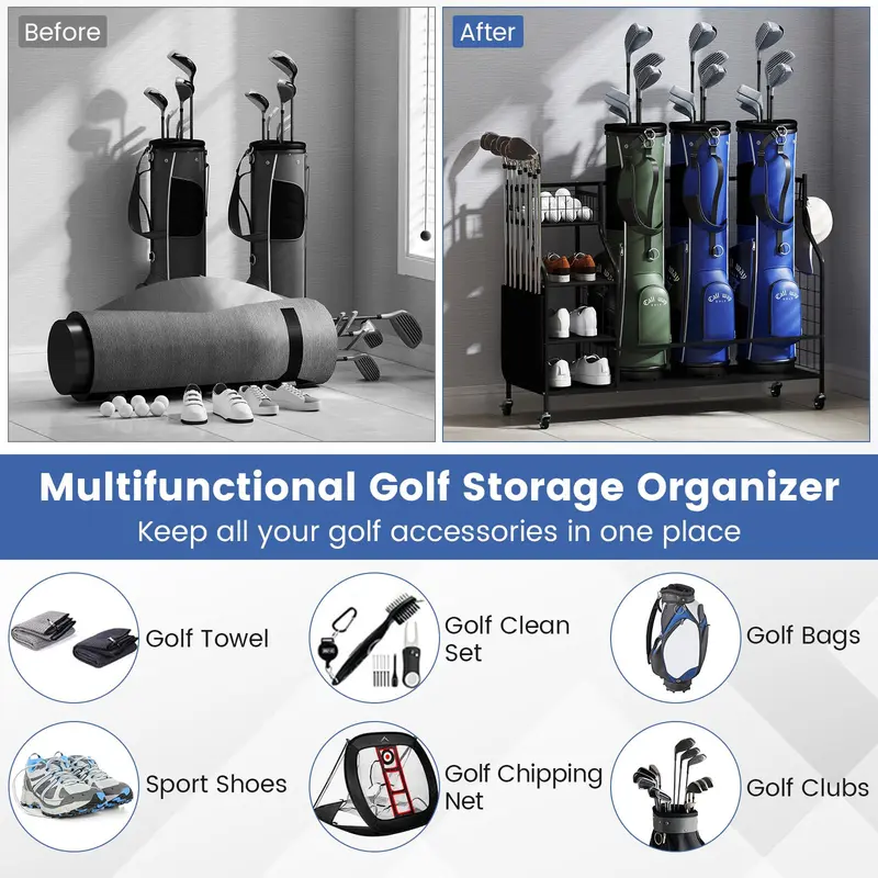 GoPlus Golf-Taschen-Organizer für Schläger, Bälle und Golfausrüstungszubehör