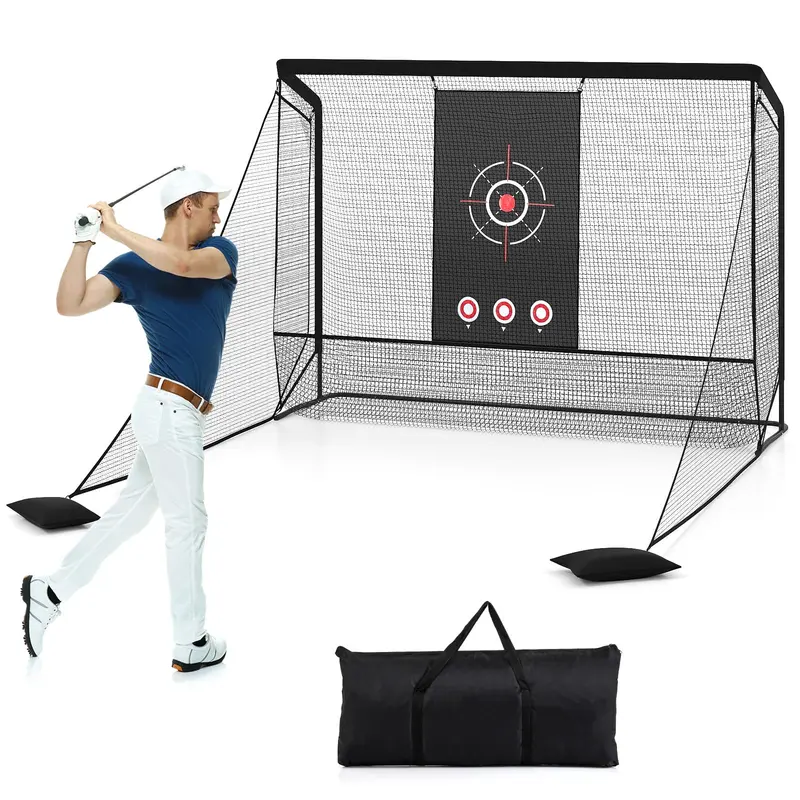 GoPlus Golf-Trainingsnetz mit Übungskäfig, Golftasche mit Doppelseitigen Abschirmungen