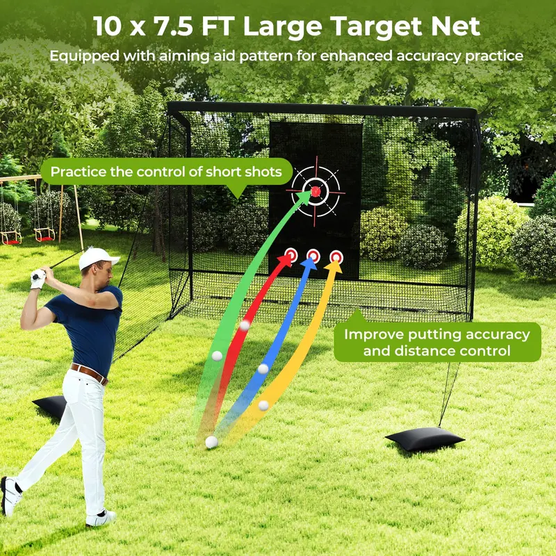 GoPlus Golf-Trainingsnetz mit Übungskäfig, Golftasche mit Doppelseitigen Abschirmungen 2