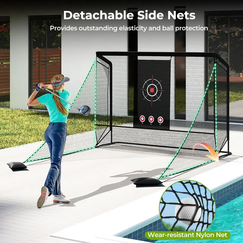GoPlus Golf-Trainingsnetz mit Übungskäfig, Golftasche mit Doppelseitigen Abschirmungen