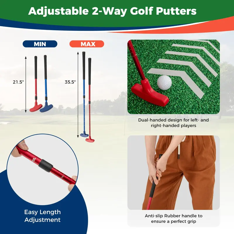 Goplus Golfspielset mit 2 verstellbaren Putter und 6 Bällen
