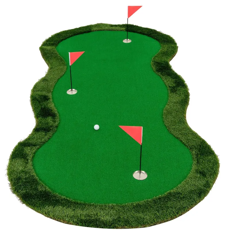 Goplus Großer Golf-Putting-Green (300 × 150 cm) mit 3 Löchern und 3 Fahnen