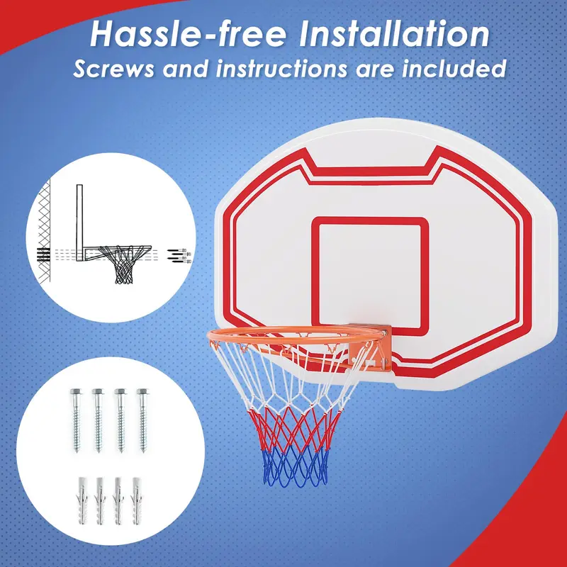 GoPlus Großer wandmontierter Basketballkorb für Innen- und Außenbereich mit 36" x 24" splitterfestem Rückwand