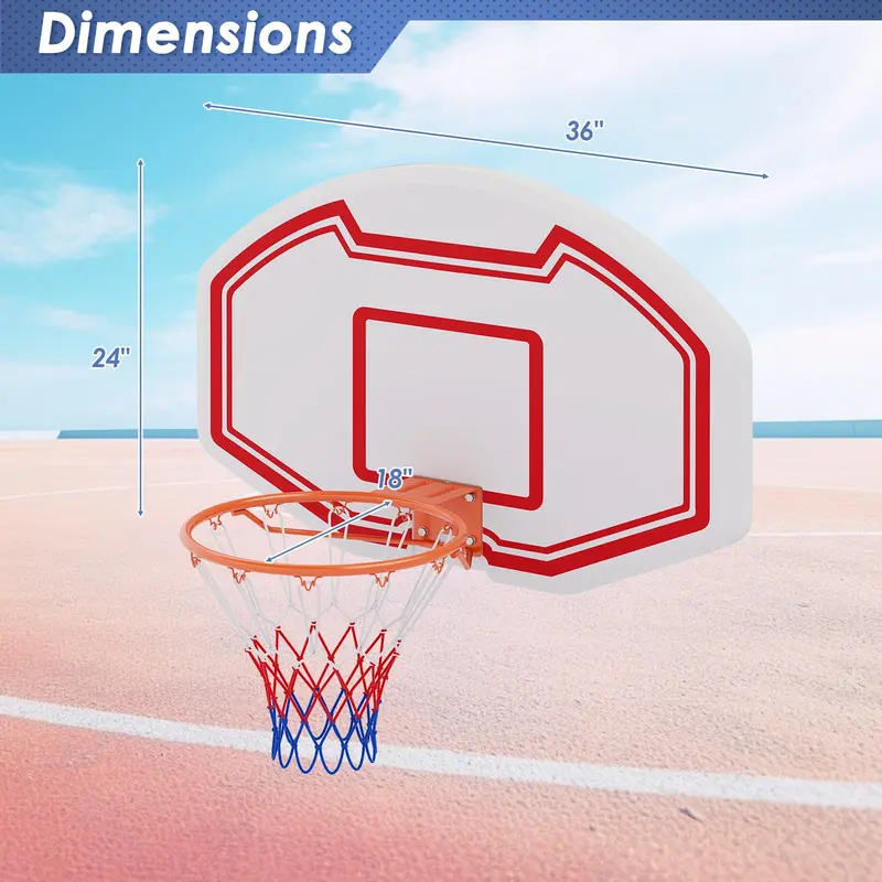 GoPlus Großer wandmontierter Basketballkorb für Innen- und Außenbereich mit 36" x 24" splitterfestem Rückwand