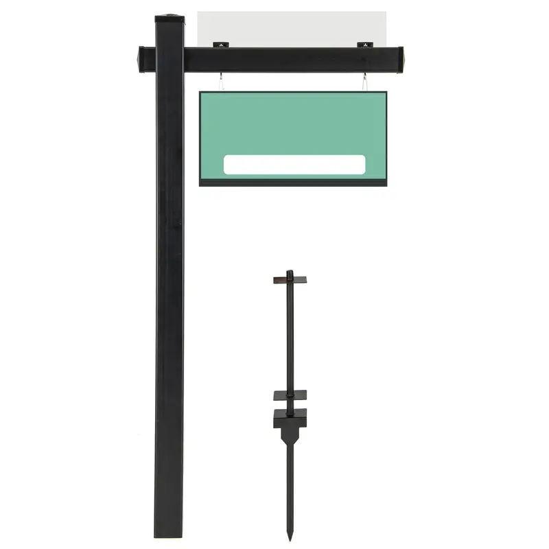 GoPlus-Grundstücks-Schilderständer aus Vinyl für Immobilienmakler (4" × 4" × 72") mit flachem Abschlussdeckel für „Offene Tür“ und „Zu verkaufen“