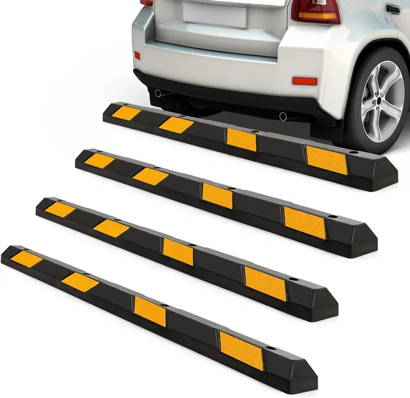 GoPlus-Gummi-Parkkante, 183 cm schweres Parkblock-Ziel mit 8 hochreflektierenden gelben Sicherheitsstreifen