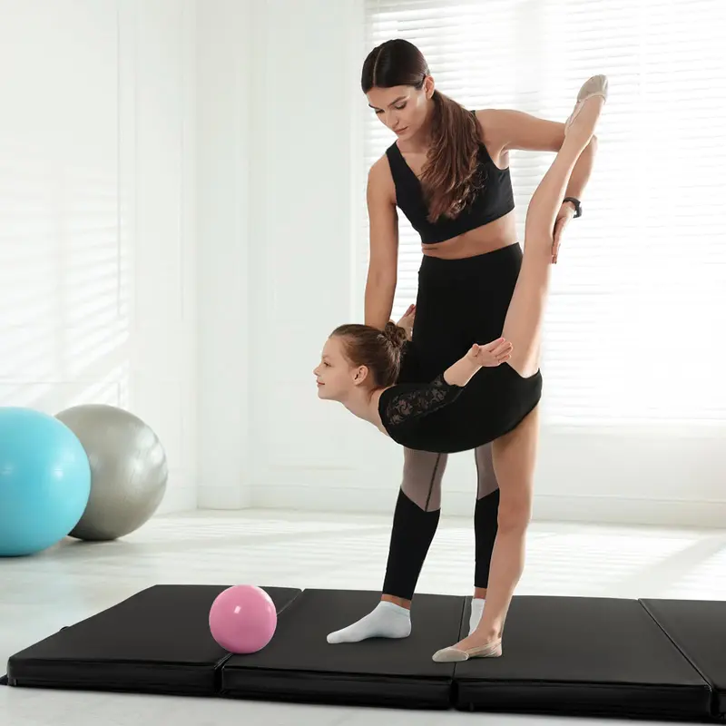 Goplus Gymnastikmatte, 240 x 116 x 5 cm (8' x 4' x 2"), klappbar mit Tragegriffen und Klettverschluss 2