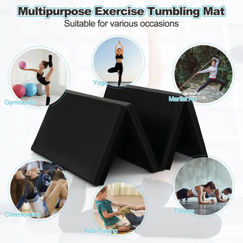 Goplus Gymnastikmatte, 240 x 116 x 5 cm (8' x 4' x 2"), klappbar mit Tragegriffen und Klettverschluss