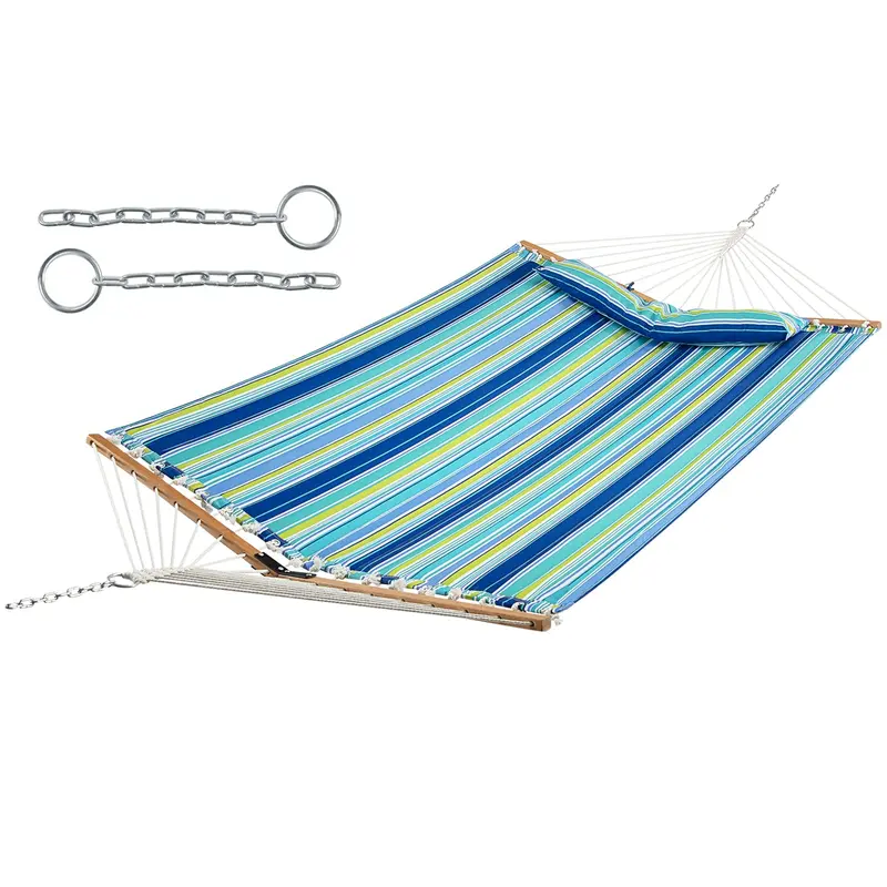 Goplus Hängematte, 3,2 m (10,5 ft), gesteppte 2-Personen-Hängematte mit abnehmbarem Kissen, Tragkraft bis 225 kg