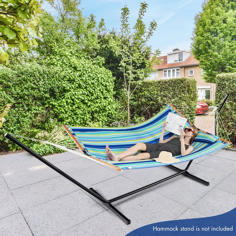 Goplus Hängematte, 3,2 m (10,5 ft), gesteppte 2-Personen-Hängematte mit abnehmbarem Kissen, Tragkraft bis 225 kg 2