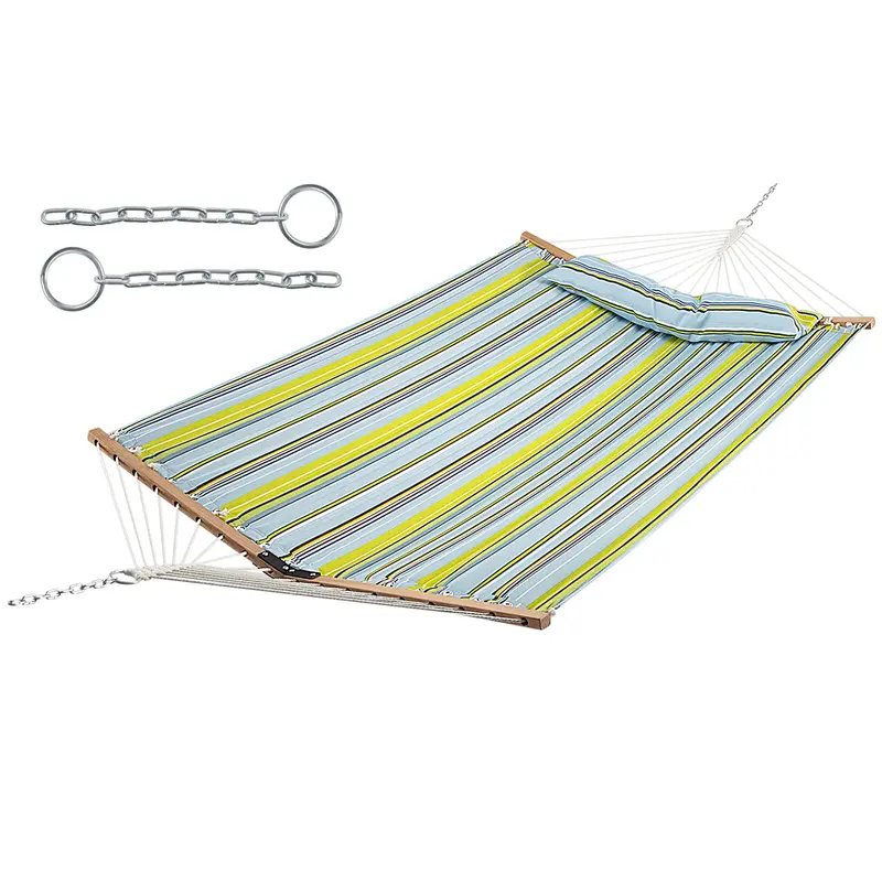 Goplus Hängematte, 3,2 m (10,5 ft), gesteppte 2-Personen-Hängematte mit abnehmbarem Kissen, Tragkraft bis 225 kg
