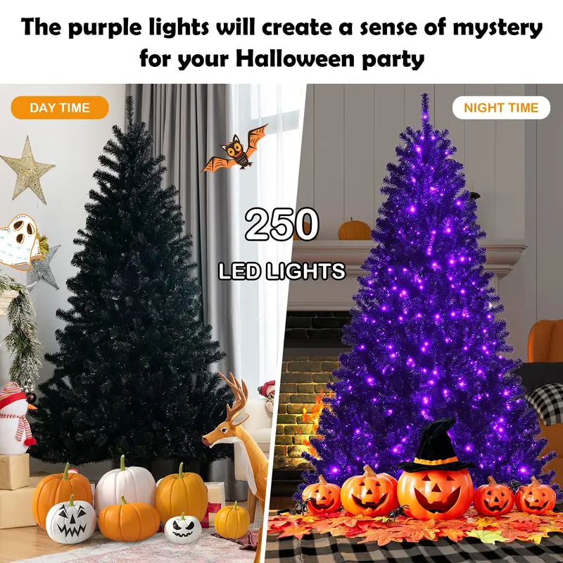 Goplus-Halloween-Baum, klappbarer künstlicher Weihnachtsbaum mit Metallständer – perfekte Halloween-Dekoration für Festivals und Feiern