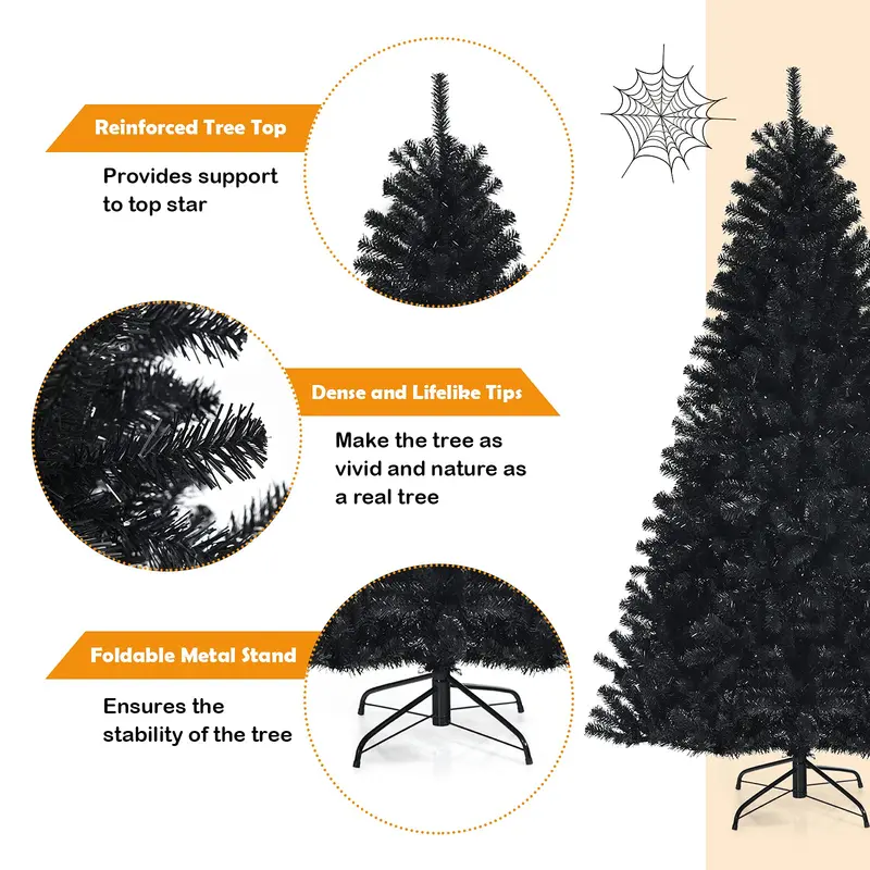 Goplus-Halloween-Baum, klappbarer künstlicher Weihnachtsbaum mit Metallständer – perfekte Halloween-Dekoration für Festivals und Feiern