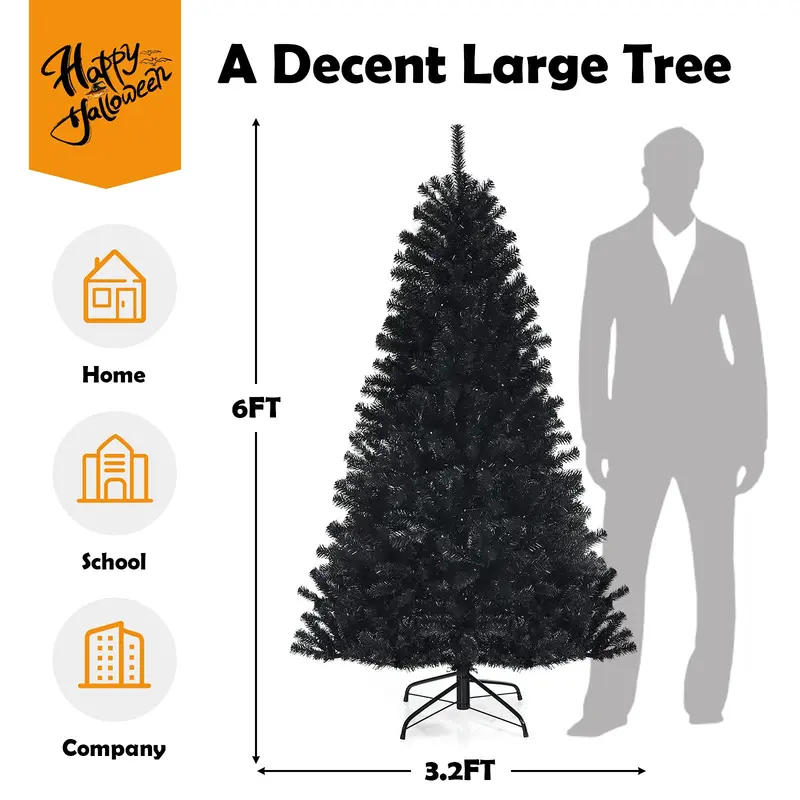 Goplus-Halloween-Baum, klappbarer künstlicher Weihnachtsbaum mit Metallständer – perfekte Halloween-Dekoration für Festivals und Feiern