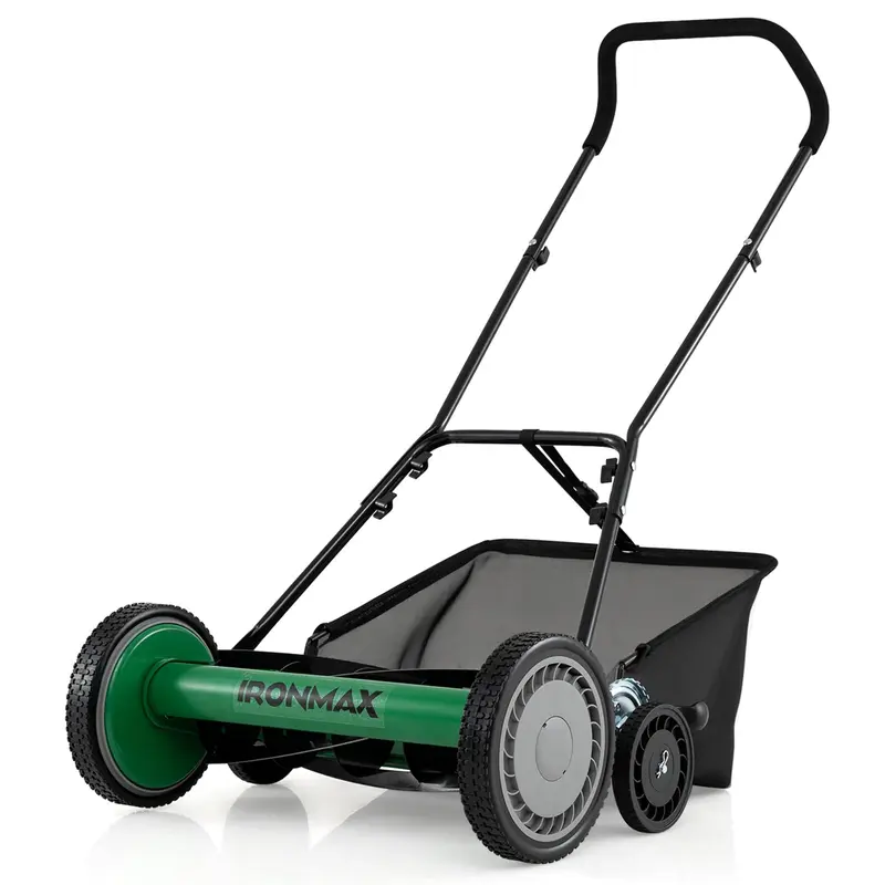 Goplus Handrasenmäher mit Walzenschneidwerk, 18 Zoll, 5-Klingen-System aus Manganstahl
