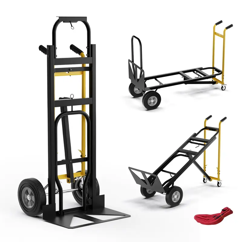 GoPlus Handtruck, 3-in-1 umwandelbarer Metall-Dolly-Wagen mit 4 Gummirädern, maximale Traglast 454 kg