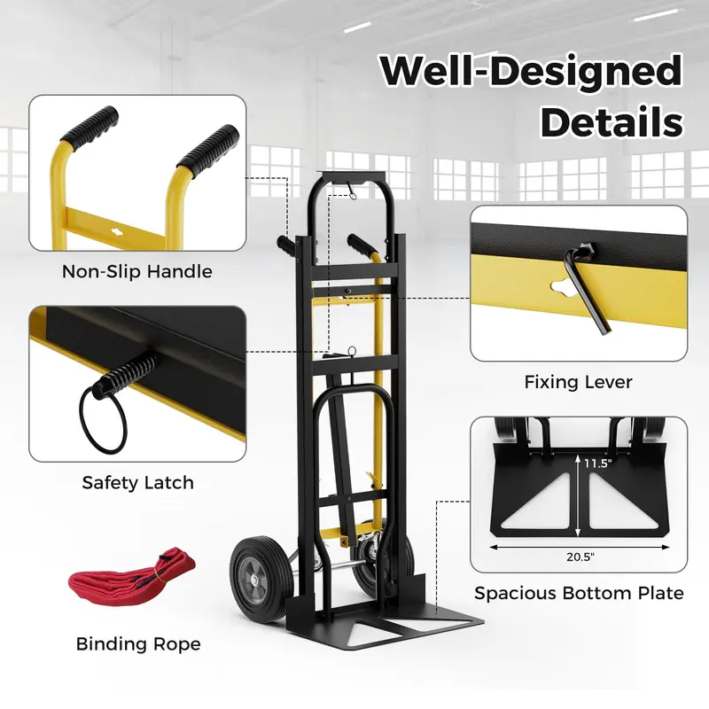 GoPlus Handtruck, 3-in-1 umwandelbarer Metall-Dolly-Wagen mit 4 Gummirädern, maximale Traglast 454 kg