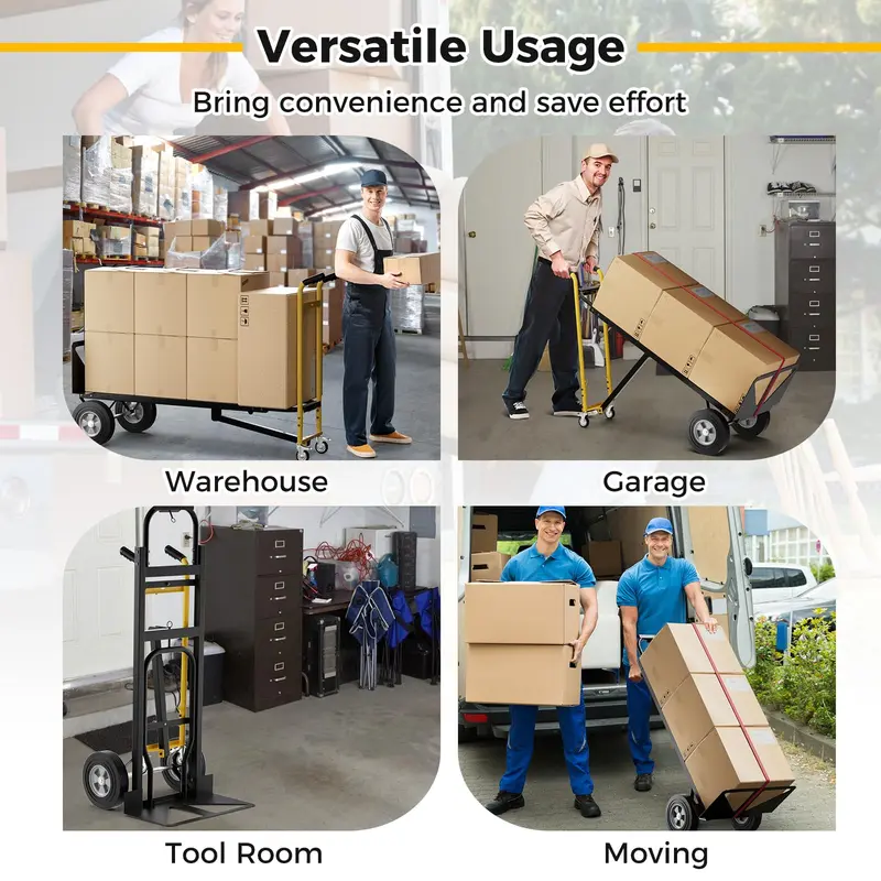 GoPlus Handtruck, 3-in-1 umwandelbarer Metall-Dolly-Wagen mit 4 Gummirädern, maximale Traglast 454 kg