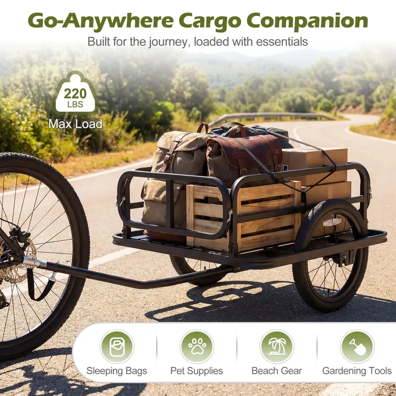 GoPlus Hochleistungs-Fahrrad-Transportanhänger mit Universal-Kupplung und 16-Zoll-Großreifen 2