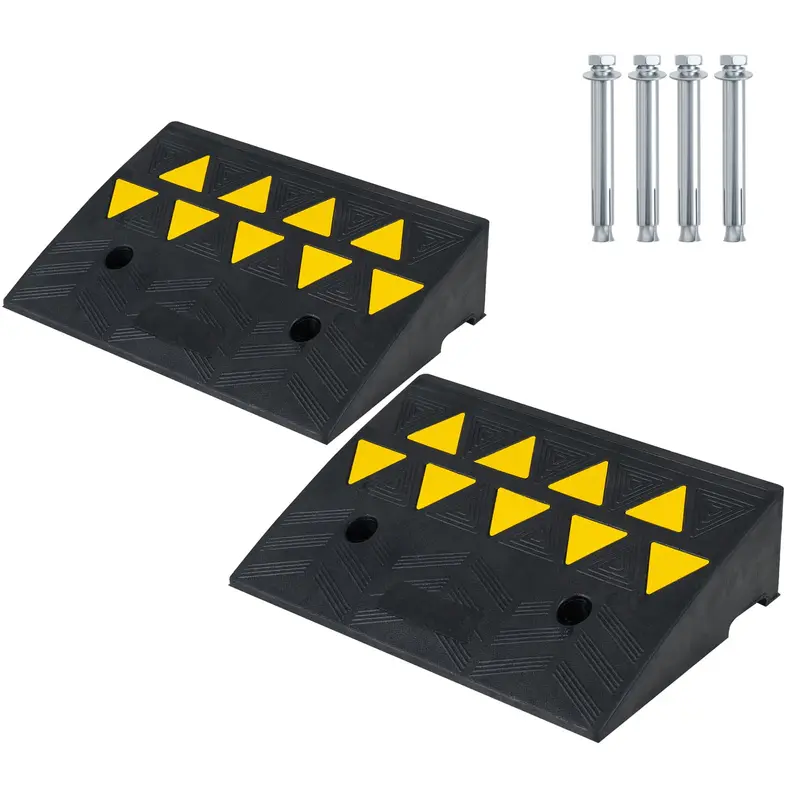 Goplus Hochleistungs-Gummi-Bordsteinrampe, 2 Stück, Auffahrhilfe für Einfahrten (5"/6,3" Höhenunterschied)