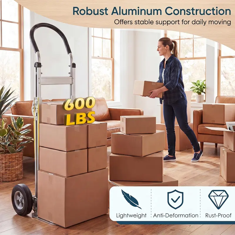 Goplus Hochleistungs-Klapp-Handwagen | 272 kg tragender Aluminium-Dolly-Wagen mit ergonomischem Griff und zwei Gummirädern