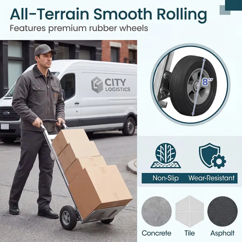 Goplus Hochleistungs-Klapp-Handwagen | 272 kg tragender Aluminium-Dolly-Wagen mit ergonomischem Griff und zwei Gummirädern