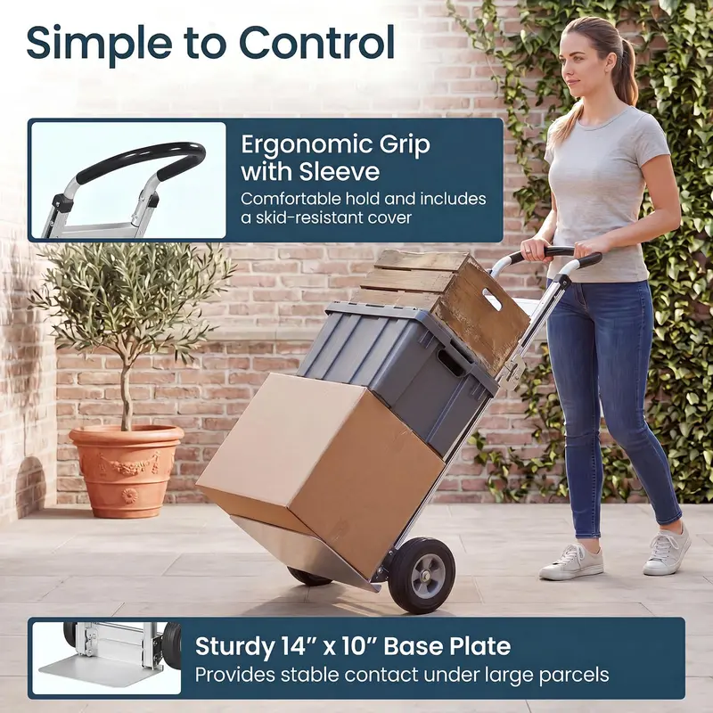 Goplus Hochleistungs-Klapp-Handwagen | 272 kg tragender Aluminium-Dolly-Wagen mit ergonomischem Griff und zwei Gummirädern