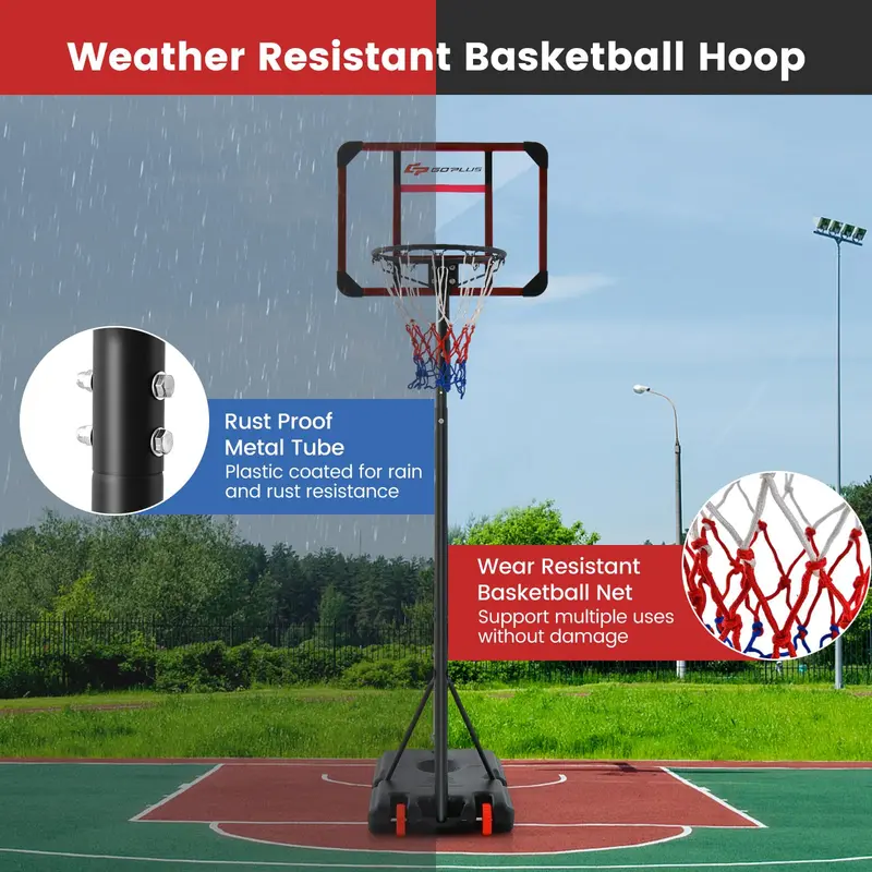 GoPlus höhenverstellbarer Basketballkorb (6,3–8,1 Fuß), Basketballkorb-Set mit Rollen und Ballaufbewahrung